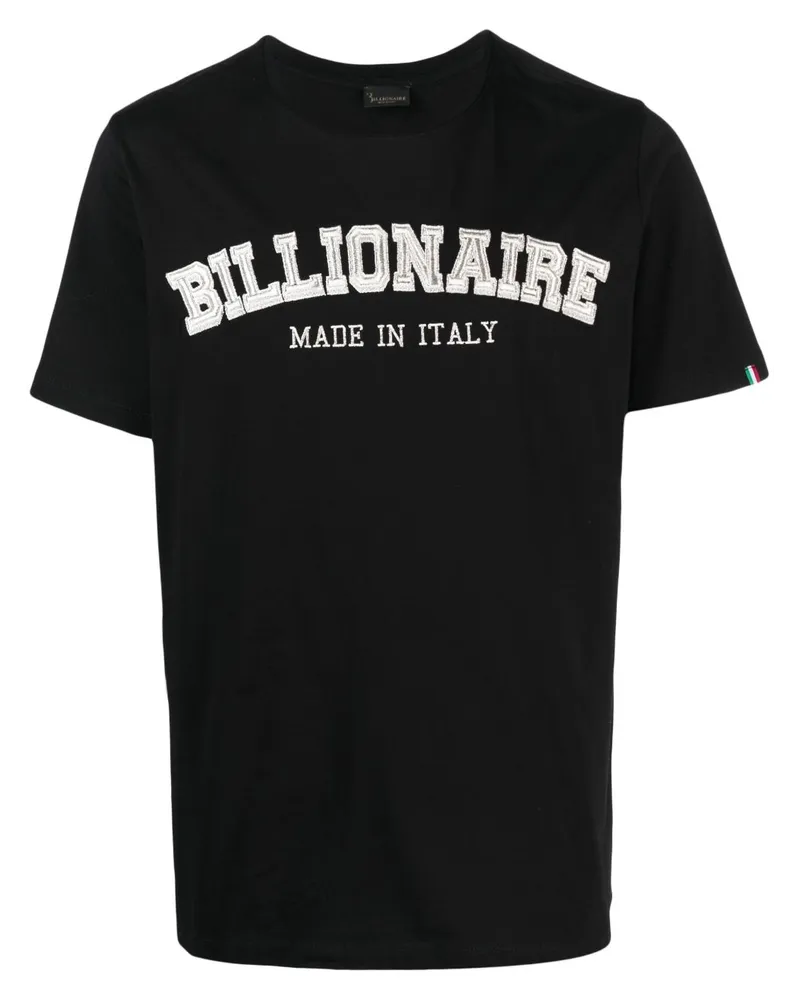 Billionaire T-Shirt mit Logo-Stickerei Schwarz