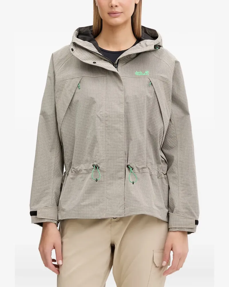 Jack Wolfskin Find the Wild 2L Kapuzenjacke mit Gittermuster - Nude Nude