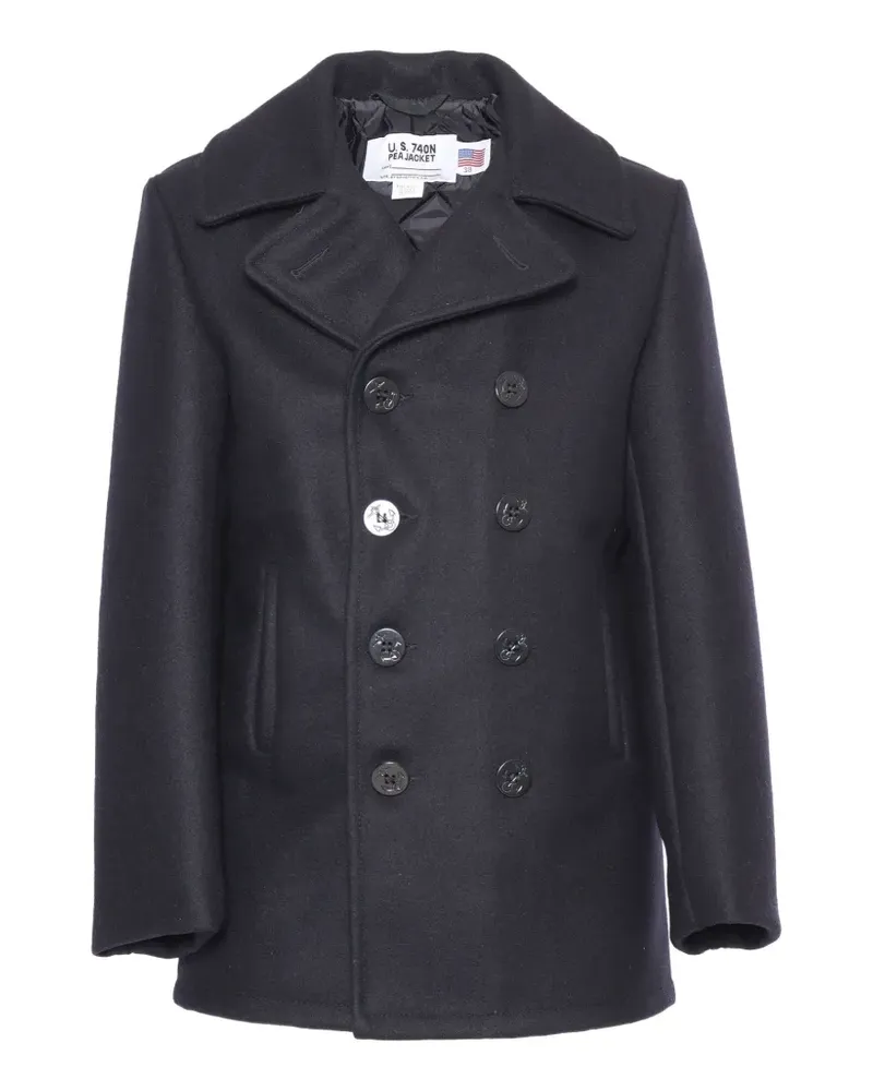 Schott N.Y.C Doppelreihiger Mantel - Blau Blau