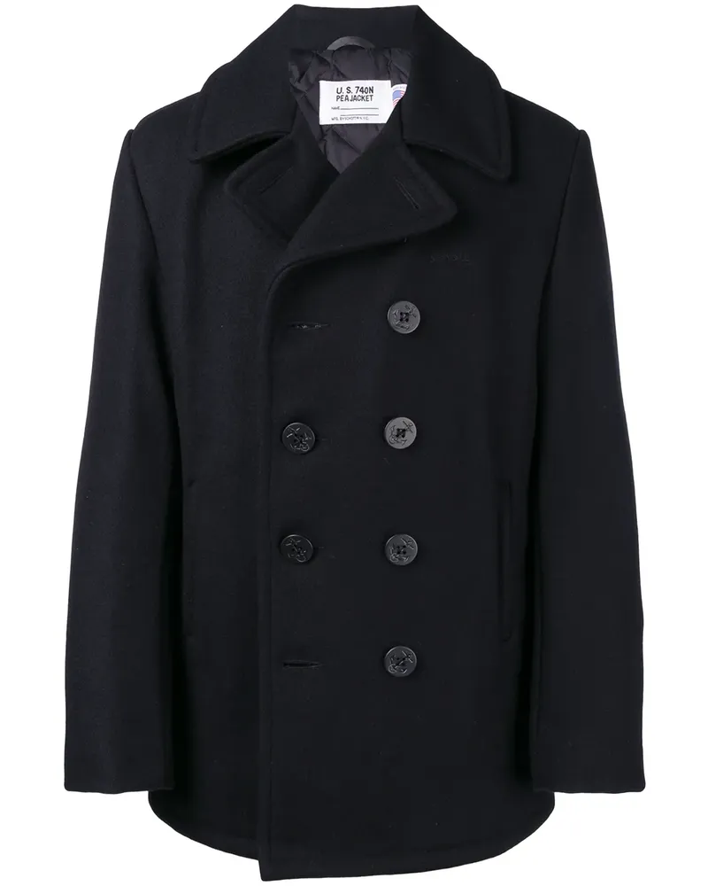 Schott N.Y.C Doppelreihiger Mantel - Blau Blau