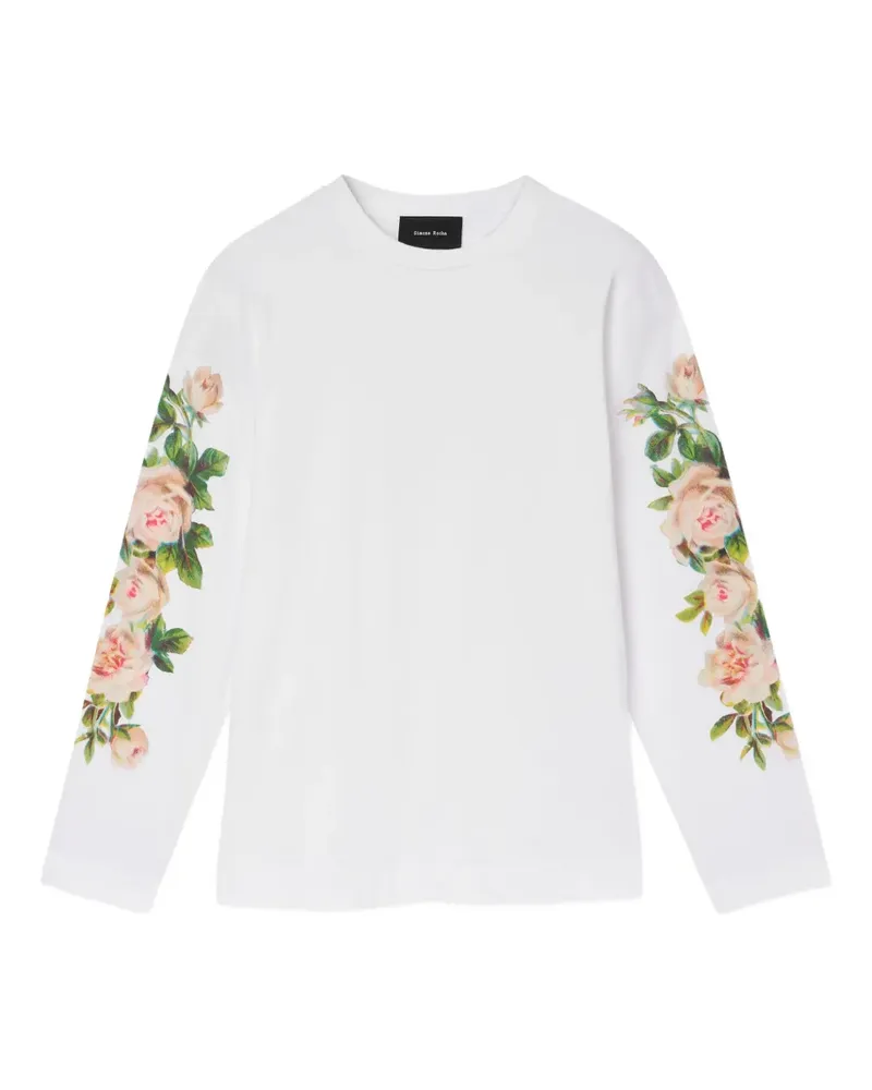 Simone Rocha Langarmshirt mit Rosen-Print - Weiß Weiß