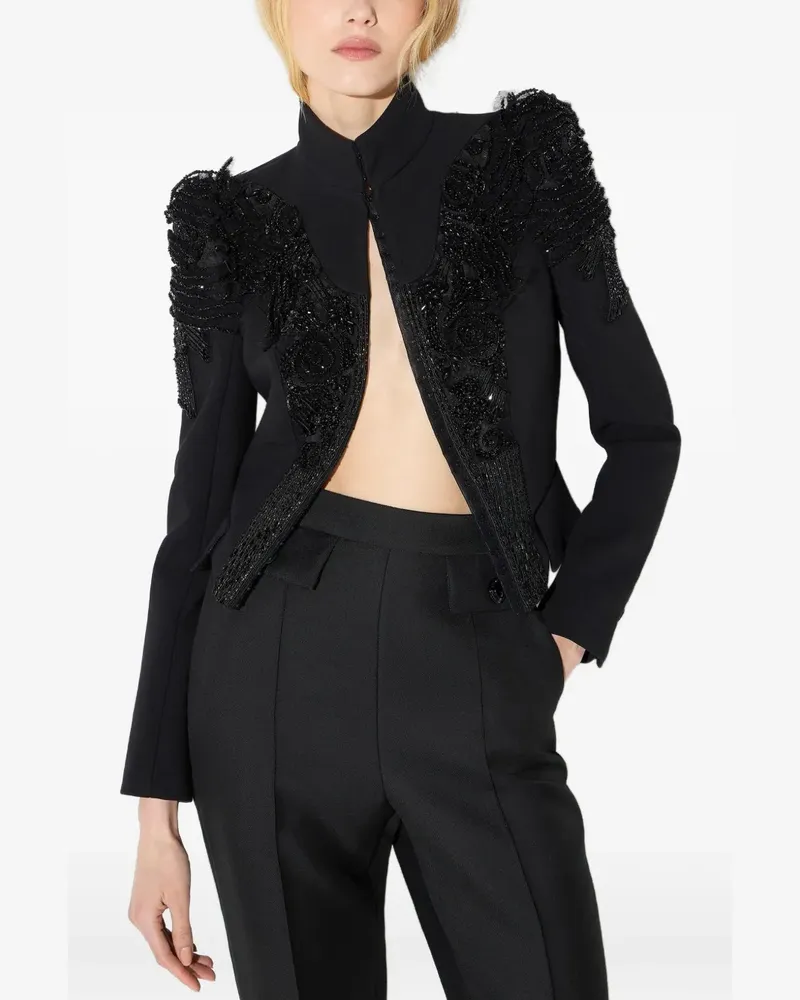 Elisabetta Franchi Jacke im Layering-Look mit Kristallen - Schwarz Schwarz