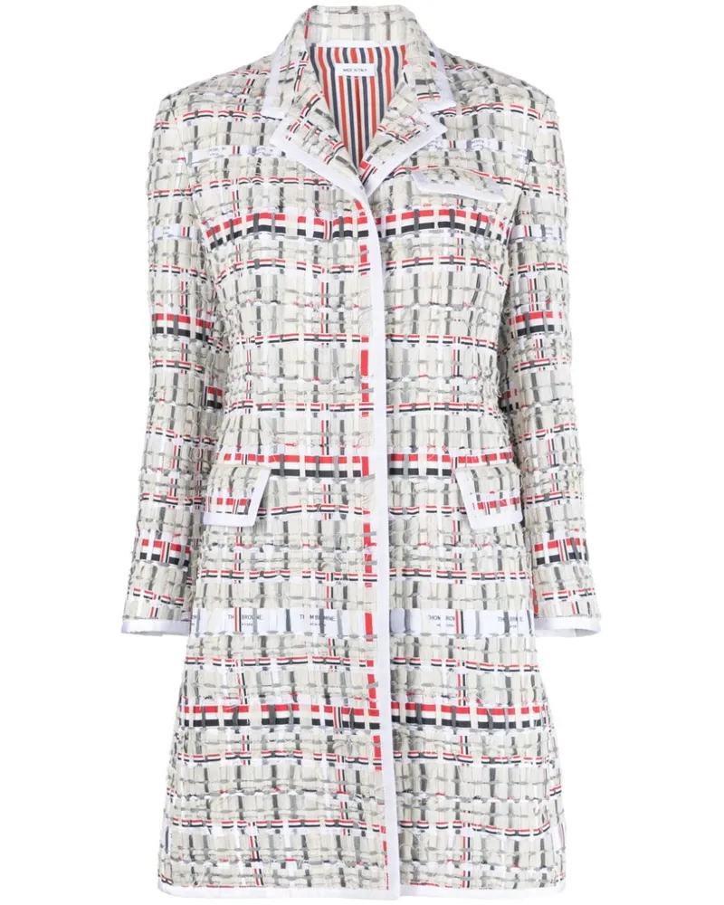 Thom Browne Einreihiger Tweed-Mantel Nude