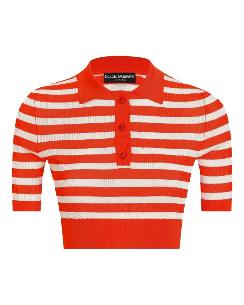 Dolce & Gabbana Gestreiftes Poloshirt - Weiß Weiß