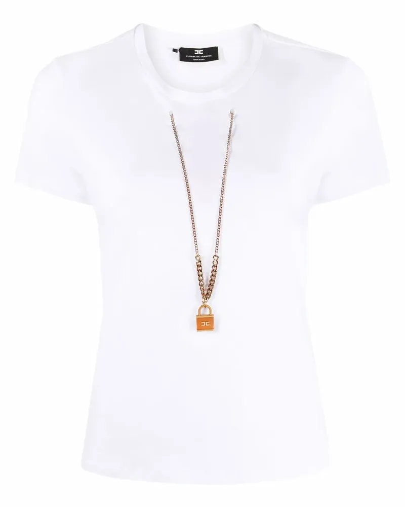 Elisabetta Franchi T-Shirt mit Kettendetail - Weiß Weiß