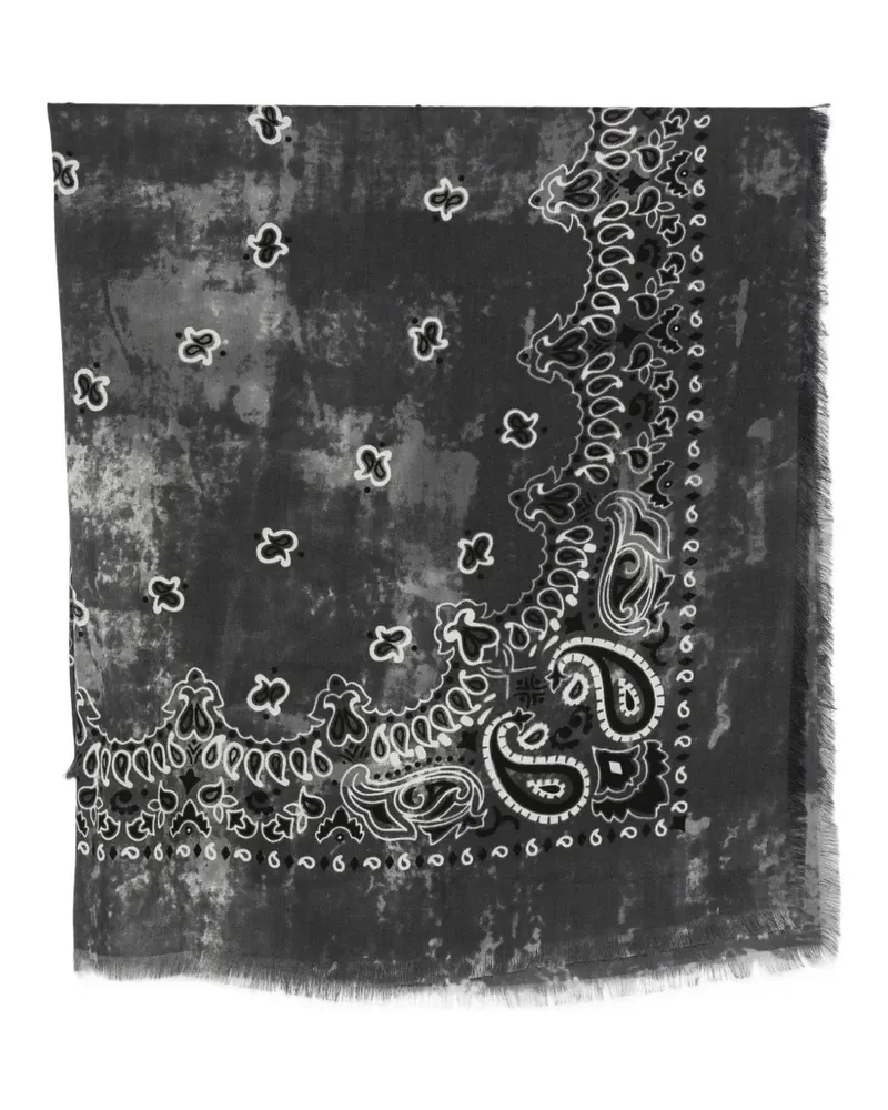 Destin Ausgefranster Schal mit Paisley-Print - Grau Grau