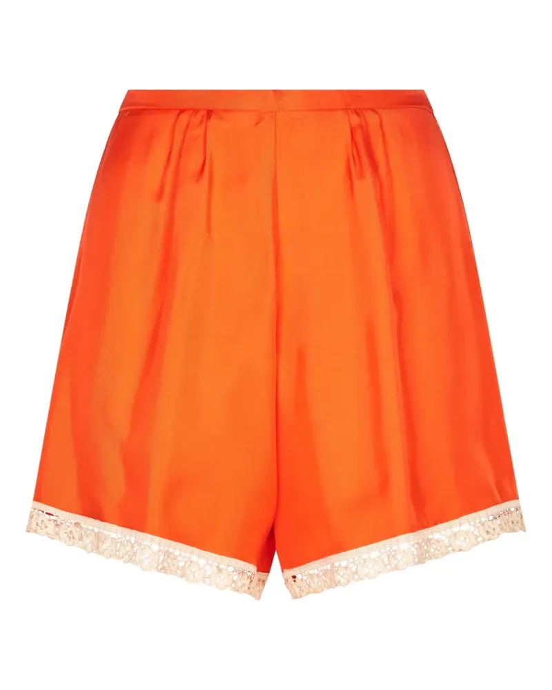 forte_forte lace-trim pleated shorts - Orange Orange
