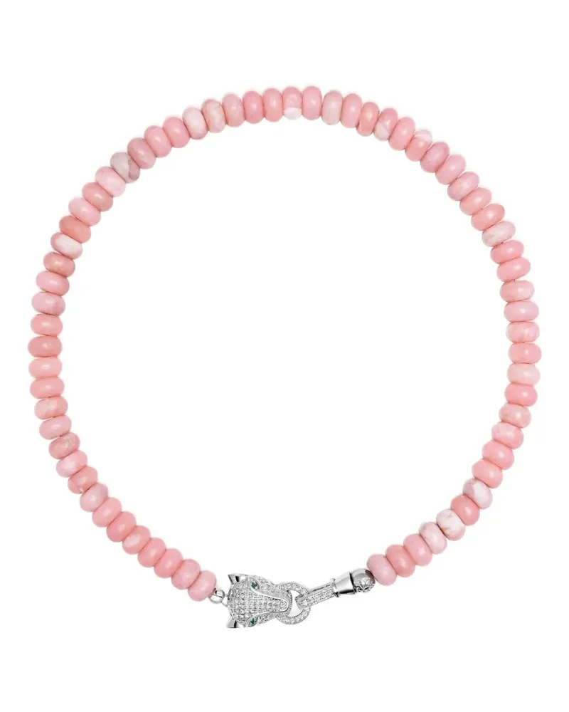 Nialaya Panther Head Choker mit Opal - Rosa Rosa