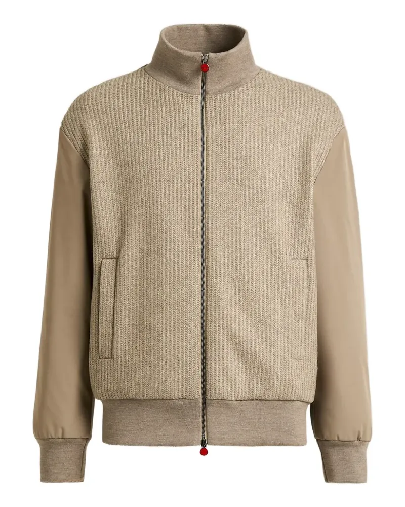 Kiton Bomberjacke mit Einsätzen aus Strukturstrick - Nude Nude