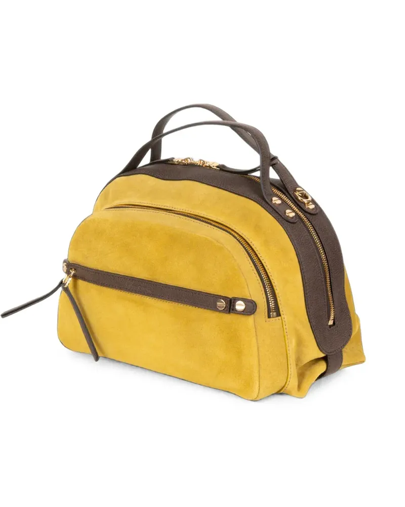 Borbonese suede leather-trim tote bag - Gelb Gelb