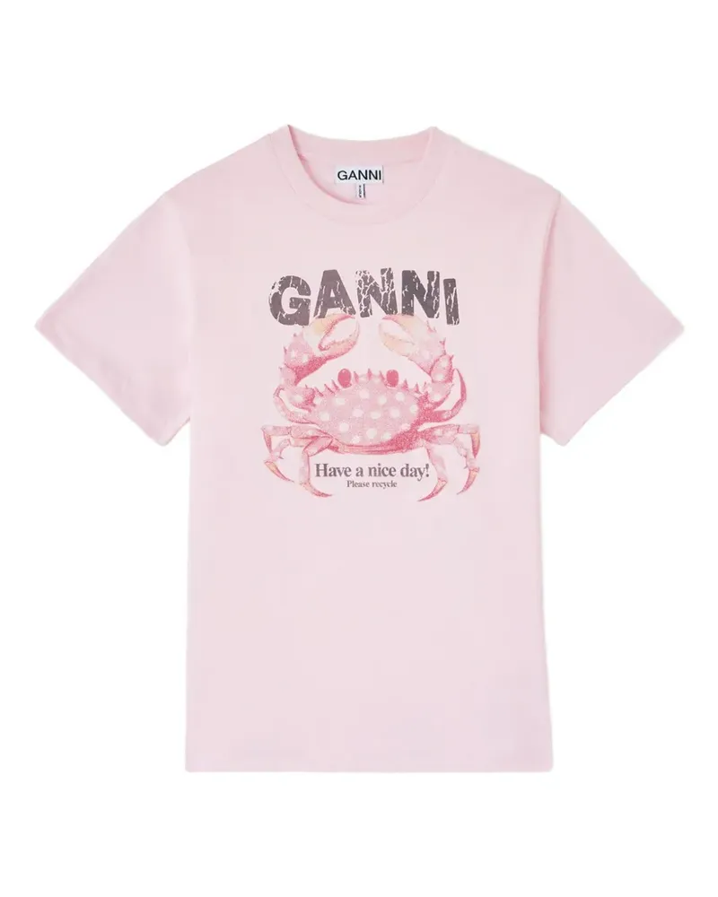 Ganni crab-print T-shirt - Rosa Rosa