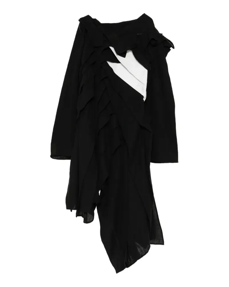 Yohji Yamamoto Kragenloser Mantel - Schwarz Schwarz