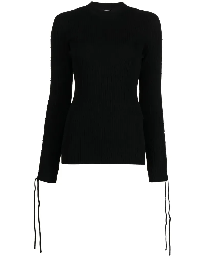 OFF-WHITE Gerippter Pullover mit Schnürung - Schwarz Schwarz