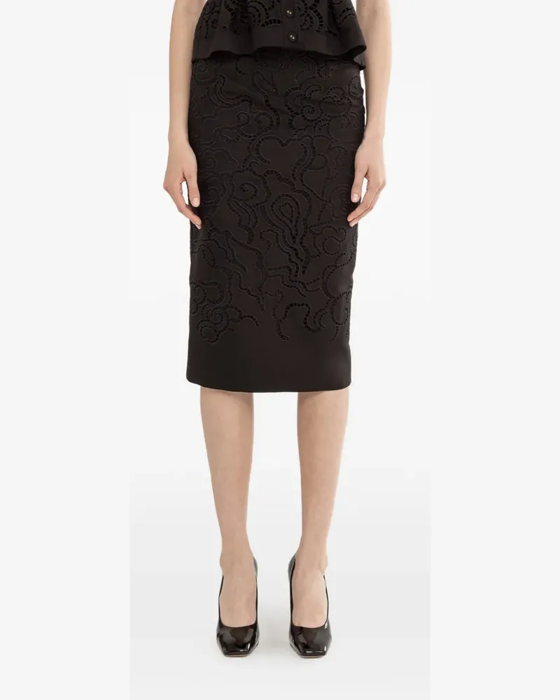 NISSA embroidered midi skirt - Schwarz Schwarz