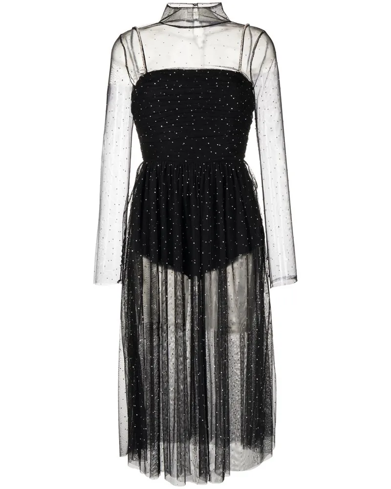 Rebecca Vallance Transparentes Midikleid - Schwarz Schwarz