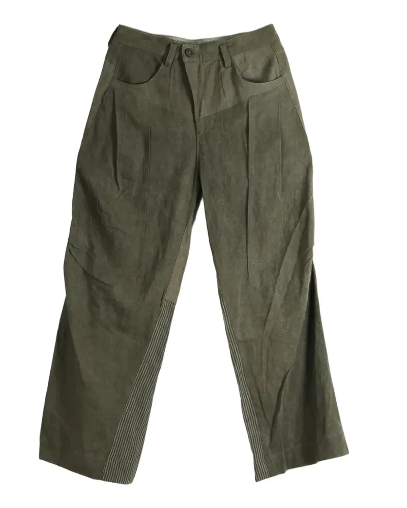 Ziggy Chen articulated flap panelled pinstriped trousers - Grün Grün