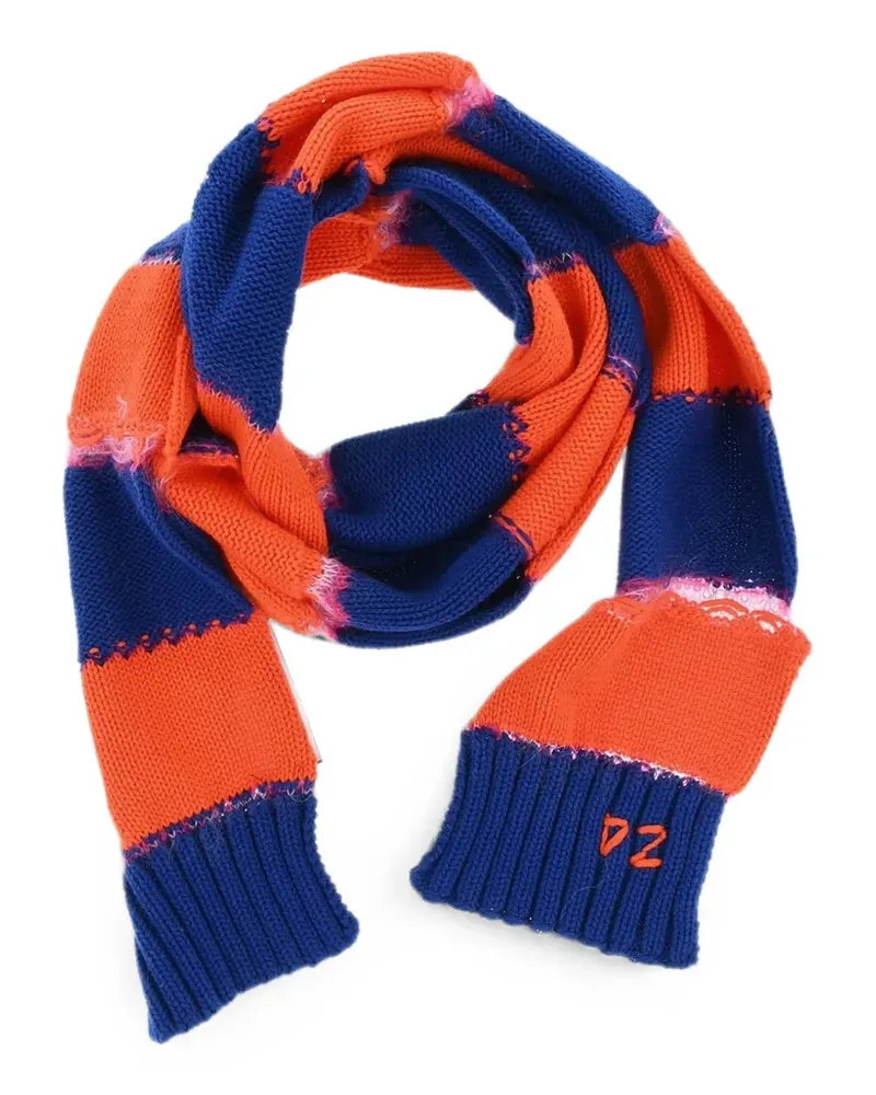 Dsquared2 Gestreifter Schal im Distressed-Look - Orange Orange