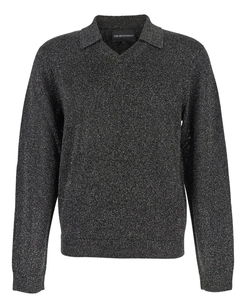 Emporio Armani Lurex-Pullover mit Polokragen - Grau Grau