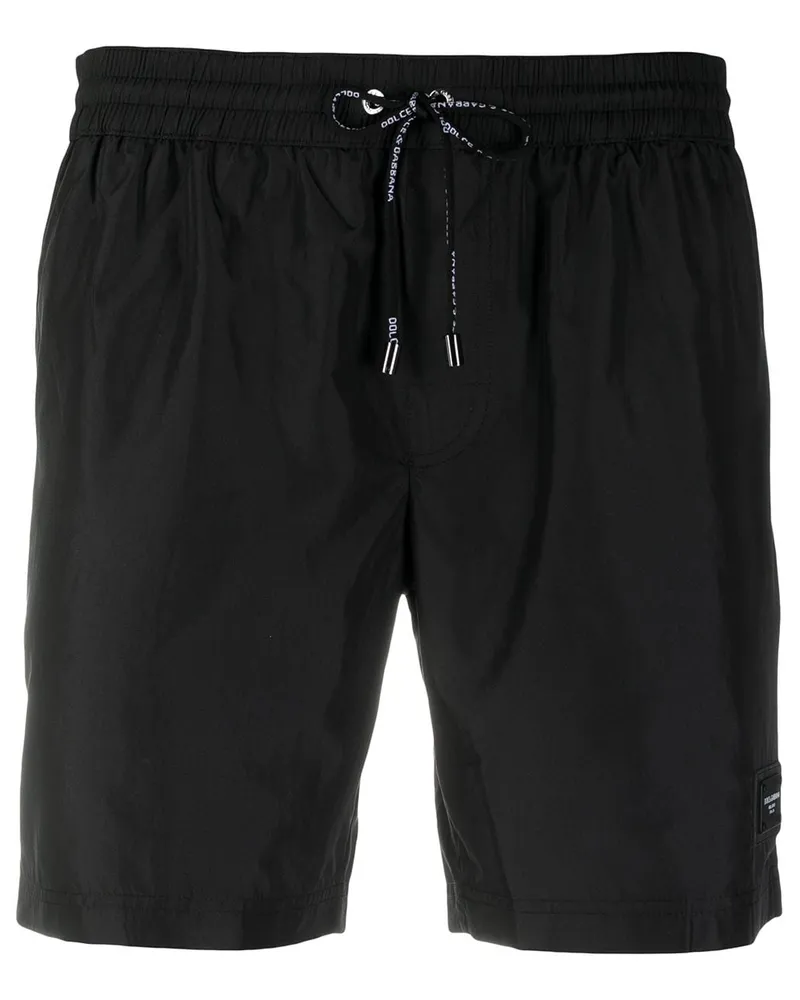 Dolce & Gabbana Badeshorts mit Logo-Patch - Schwarz Schwarz