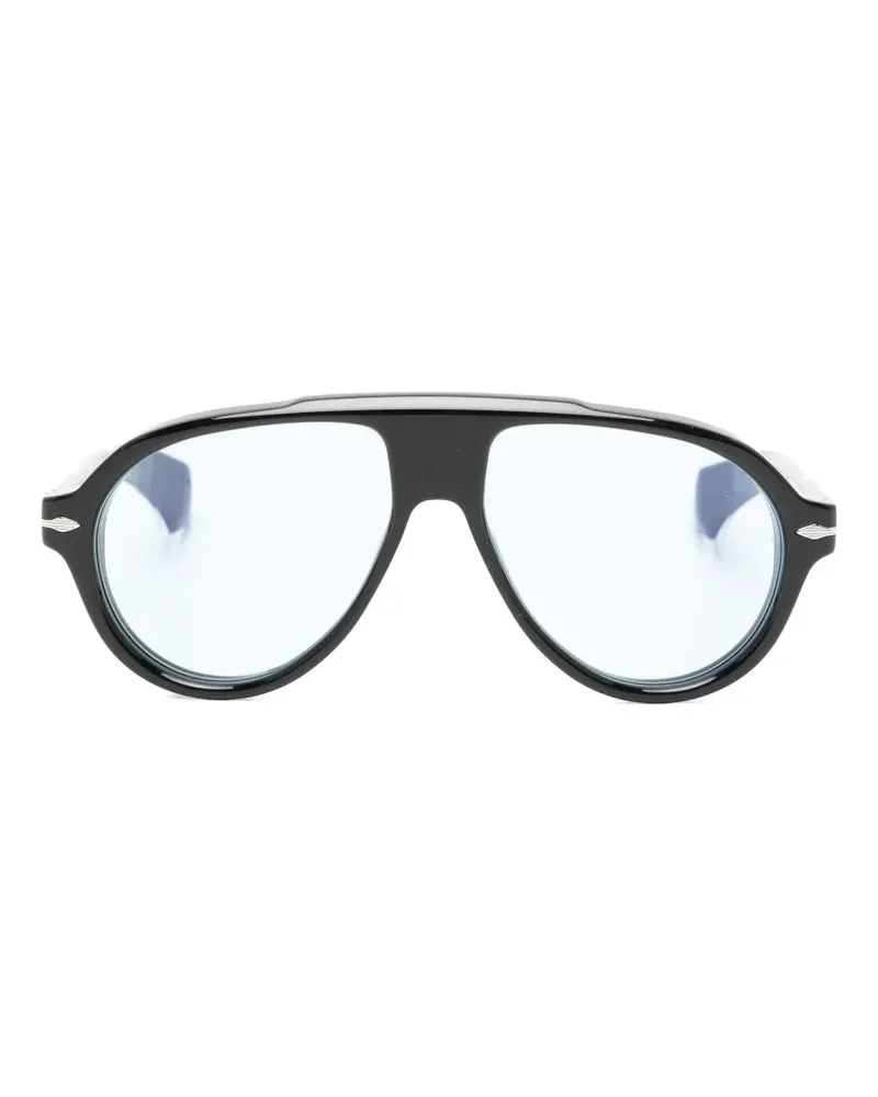 Jacques Marie Mage Silberfarbene Pilotenbrille - Schwarz Schwarz