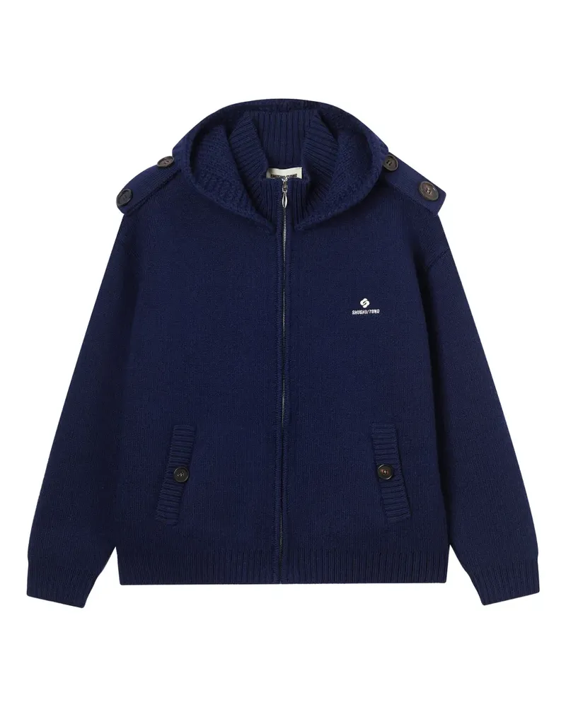 SHUSHU/TONG logo-embroidered knitted jacket - Blau Blau