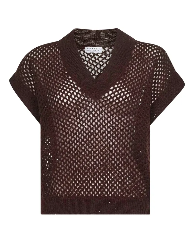 Brunello Cucinelli T-Shirt mit Pailletten - Braun Braun