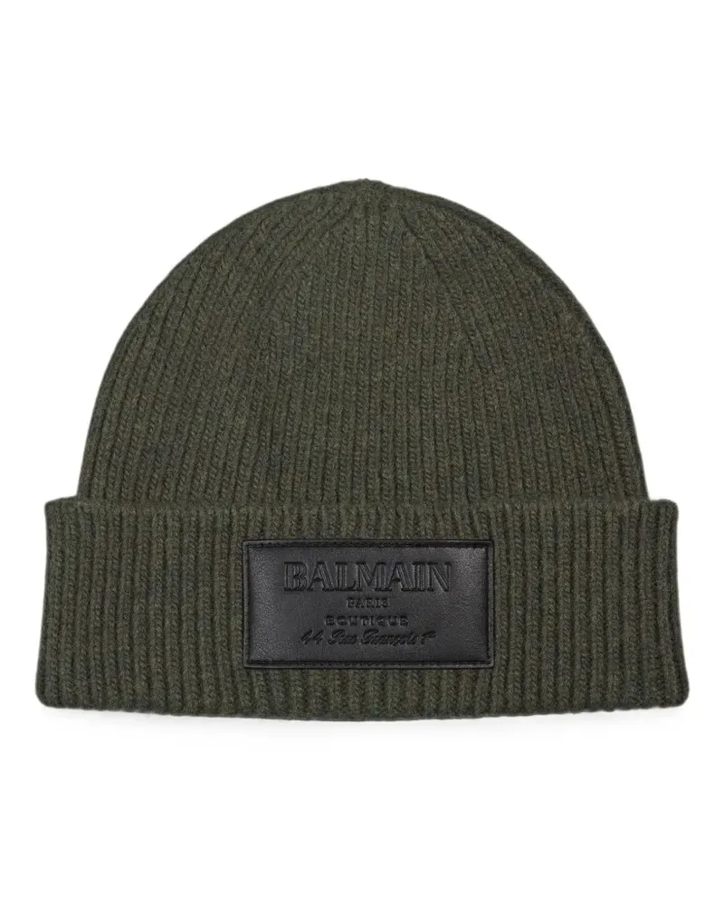 Balmain Beanie aus Wolle mit Vintage-Etikett - Grün Grün