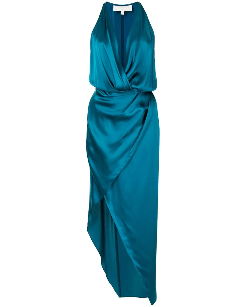mason by michelle mason Asymmetrisches Neckholder-Seidenkleid - Blau Blau