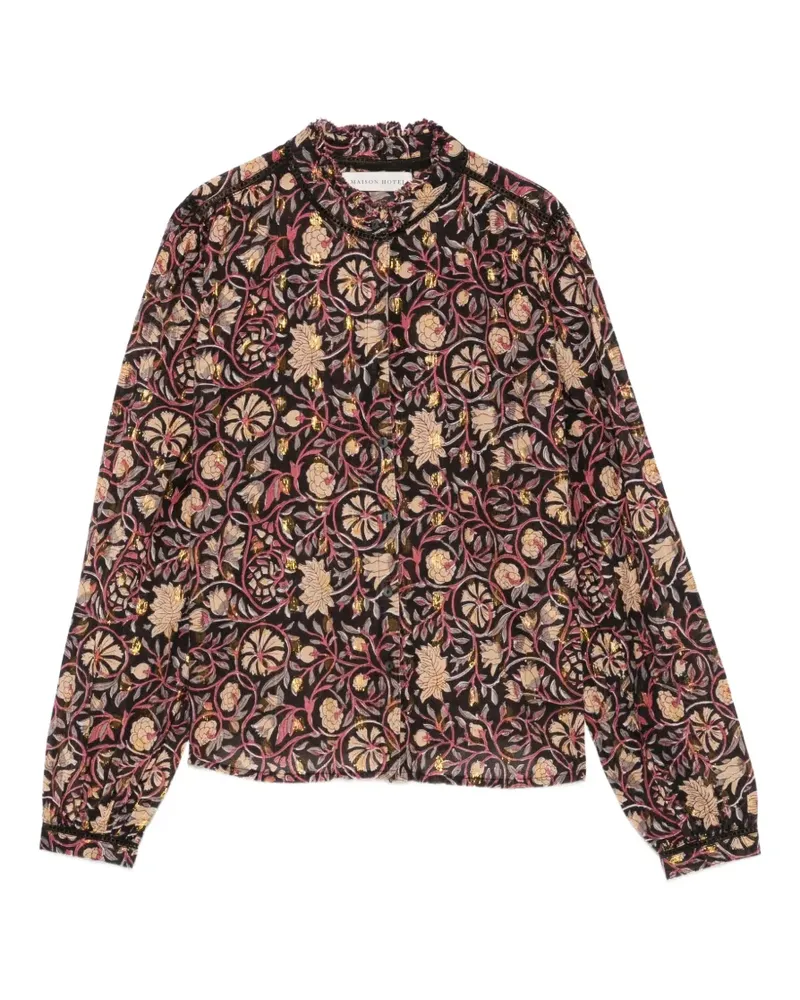 MAISON HOTEL Hemd mit Blumenprint - Schwarz Schwarz