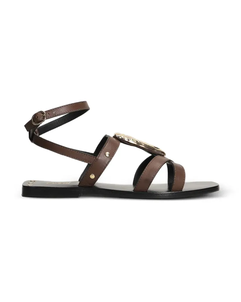 Coral Blue Verzierte Sandalen mit Schnallenverschluss - Braun Braun