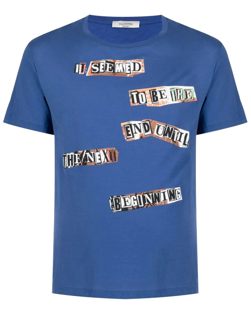 Valentino Garavani T-Shirt mit Slogan-Print Blau