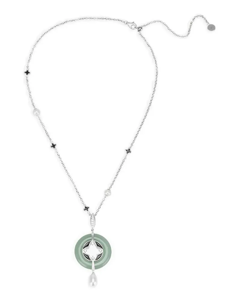 Shanghai Tang Tang Fortune jade pearl necklace - Silber Silber