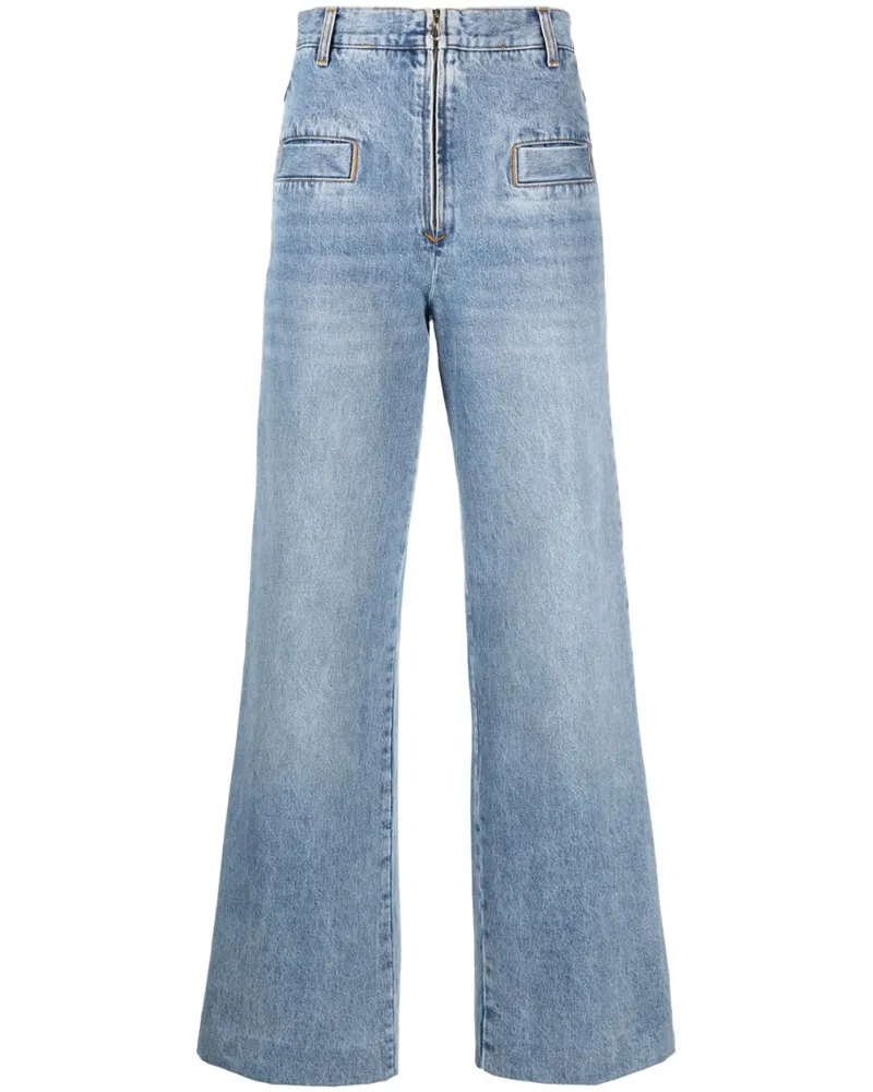 Sandro Weite High-Waist-Jeans - Blau Blau