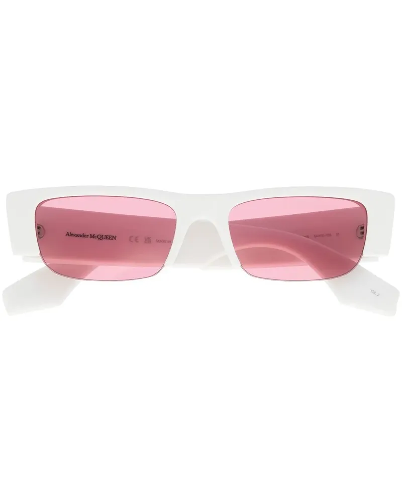 Alexander McQueen Sonnenbrille mit Logo-Print - Weiß Weiß