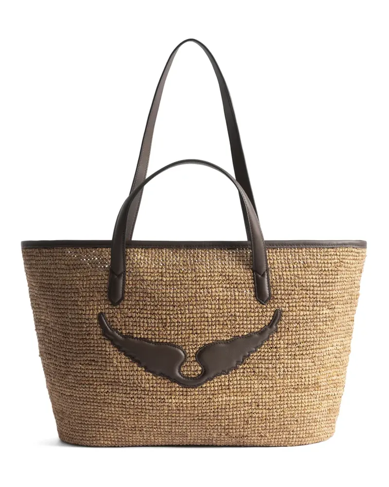 Zadig & Voltaire Wings raffia tote bag - Braun Braun