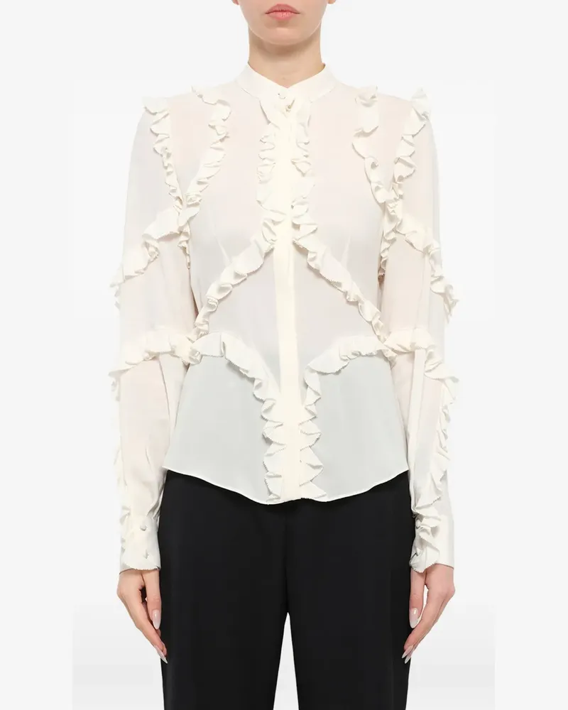 Alexander McQueen ruffle-trimmed long-sleeve shirt - Weiß Weiß