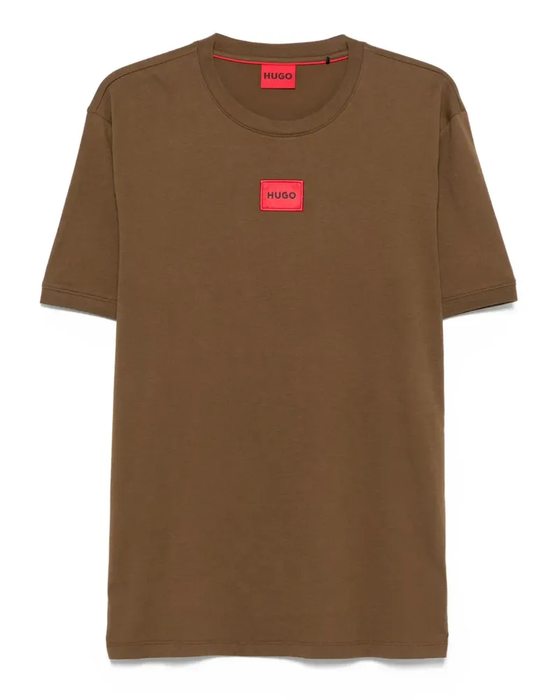 HUGO BOSS T-Shirt mit Logo-Stickerei - Braun Braun