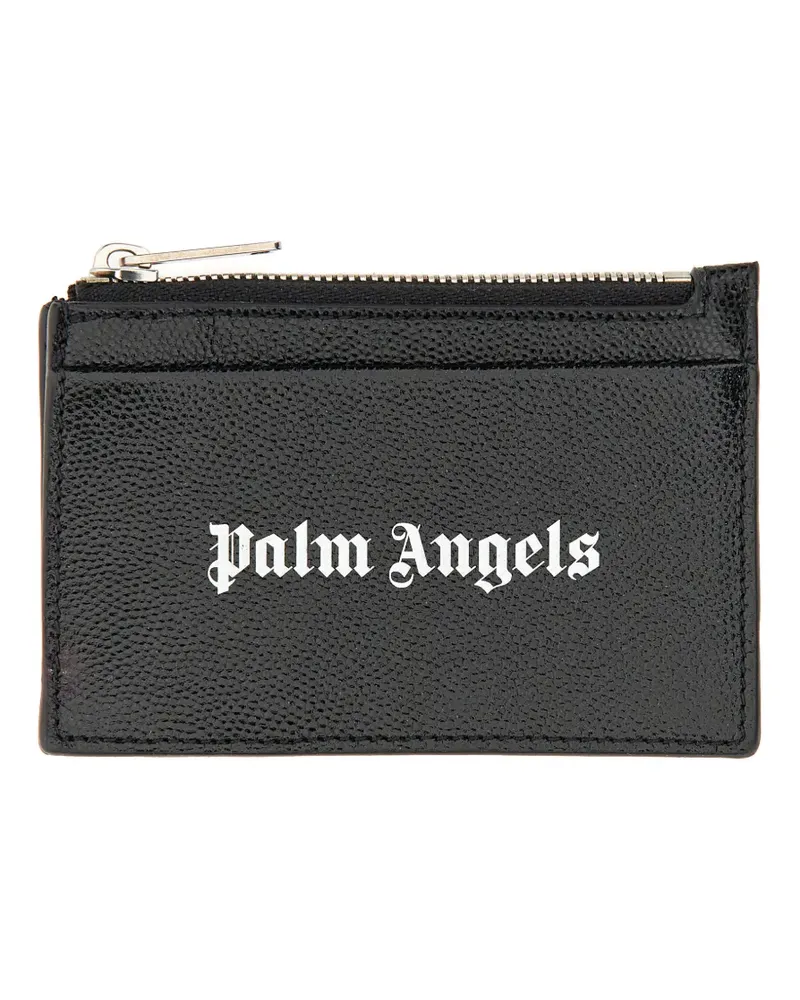 Palm Angels Kartenetui mit Gotik-Print - Schwarz Schwarz
