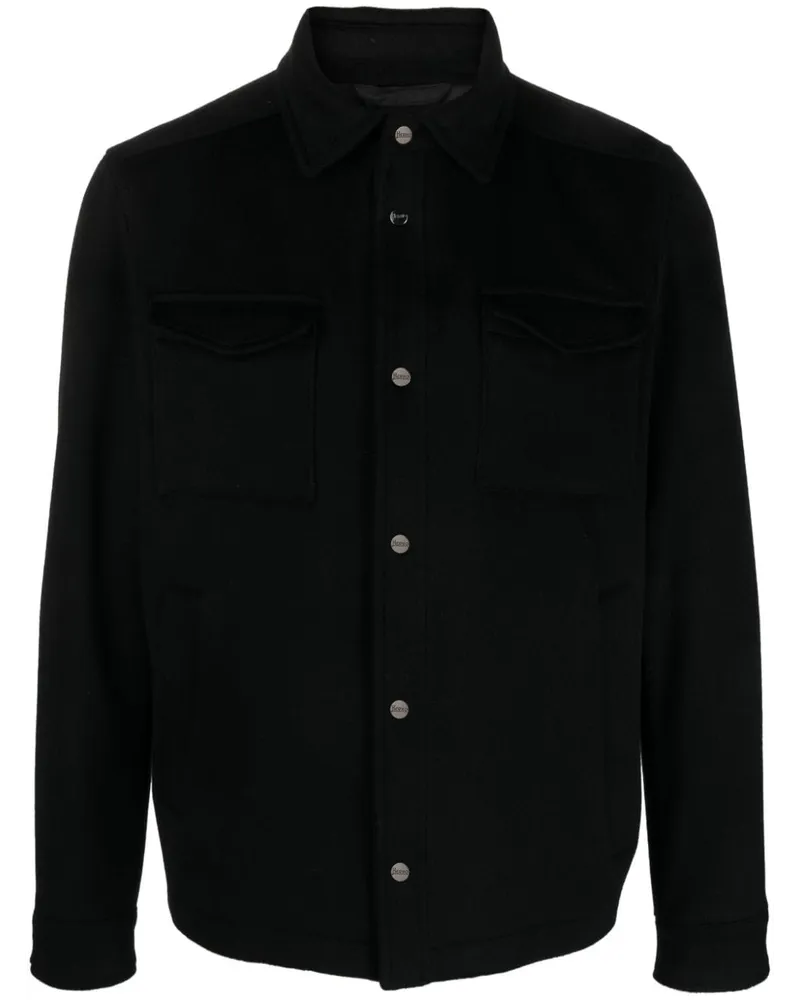 Herno Hemdjacke mit Knopfleiste - Schwarz Schwarz