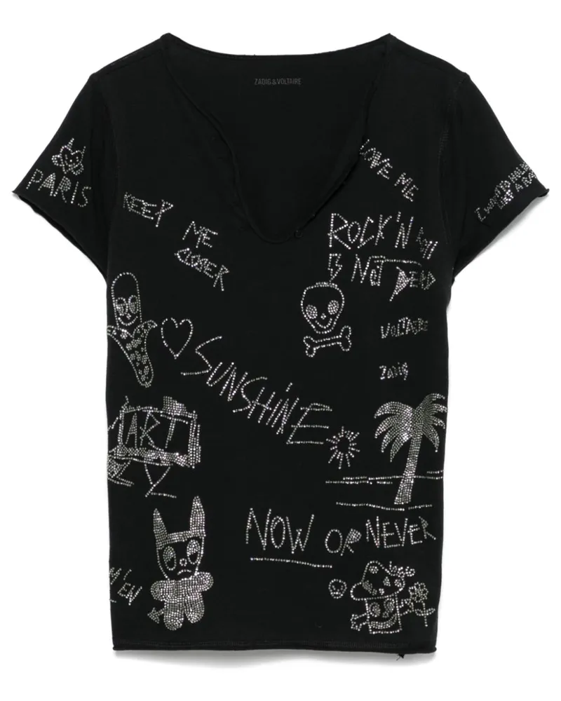 Zadig & Voltaire T-Shirt mit Kristallen - Schwarz Schwarz