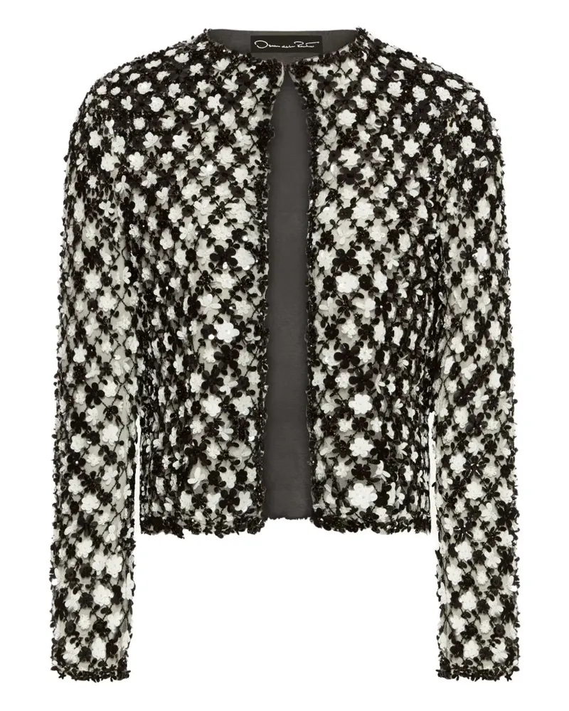 Oscar de la Renta Blazer mit aufgestickten Blumen - Schwarz Schwarz