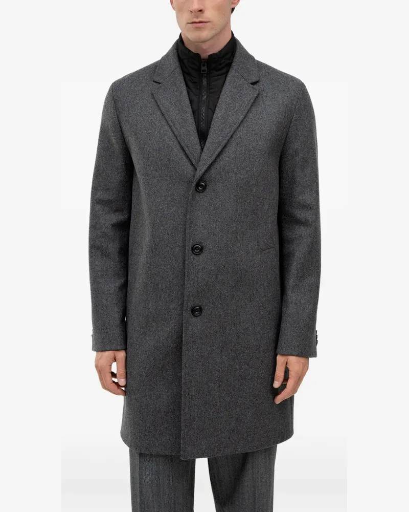 HUGO BOSS single-breasted notched-lapel coat - Grau Grau