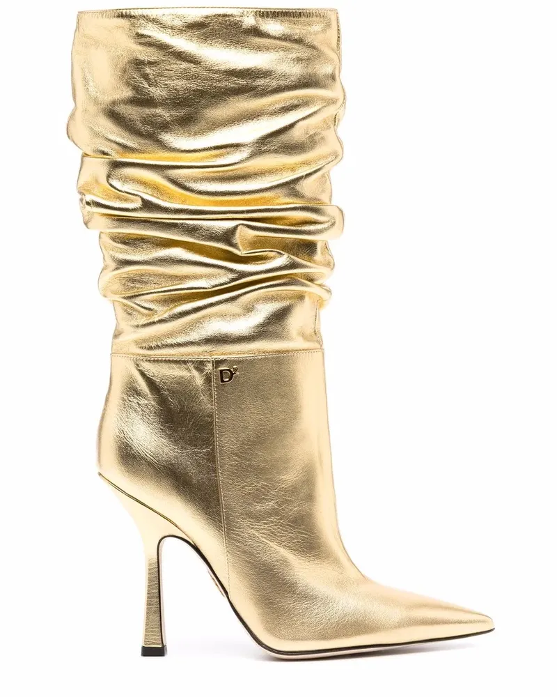 Dsquared2 Geraffte Stiefel 120mm - Gold Gold
