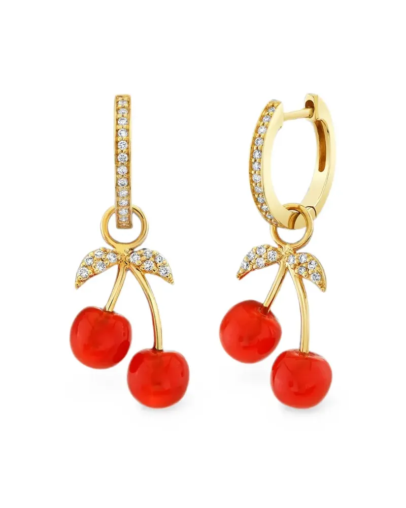 Sydney Evan Diamant-Creolen mit Kirschmotiv - Gold Gold