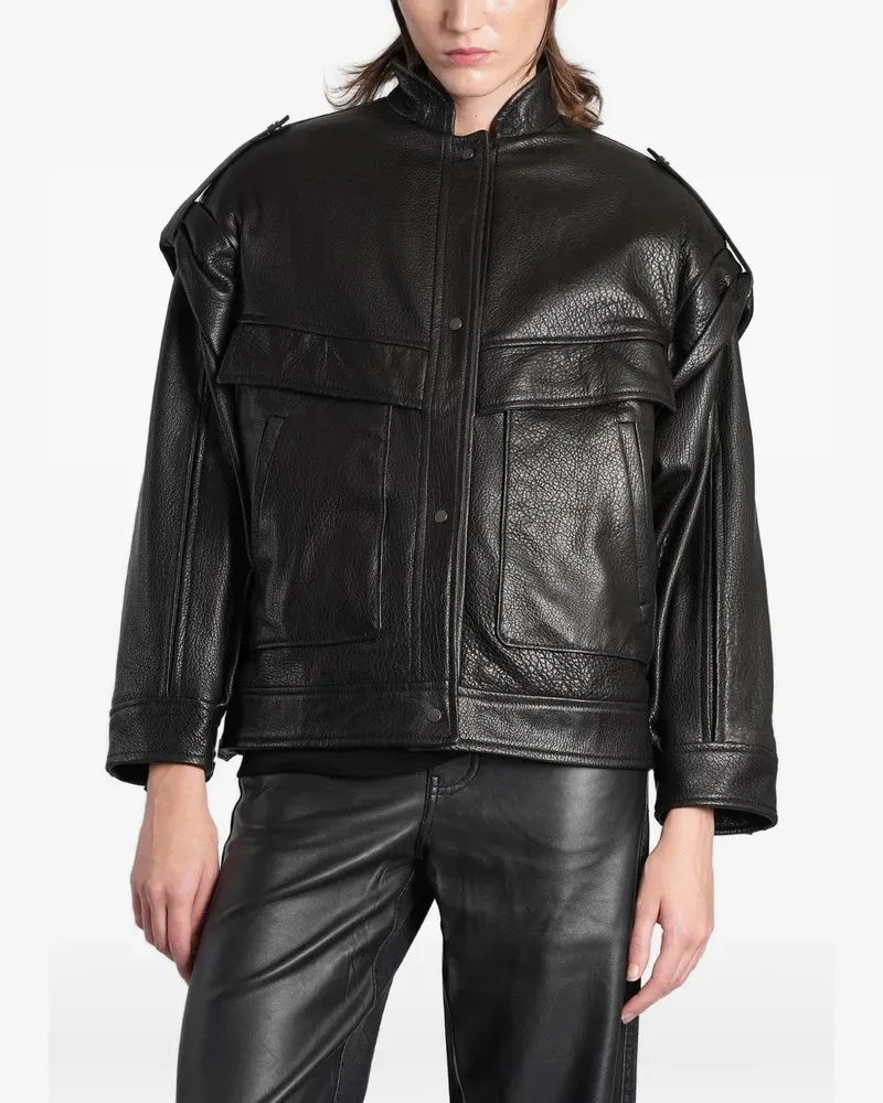 Salvatore Santoro hooded leather jacket - Schwarz Schwarz