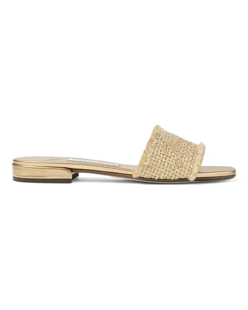 Jimmy Choo logo fringed flat sandals - Nude Nude