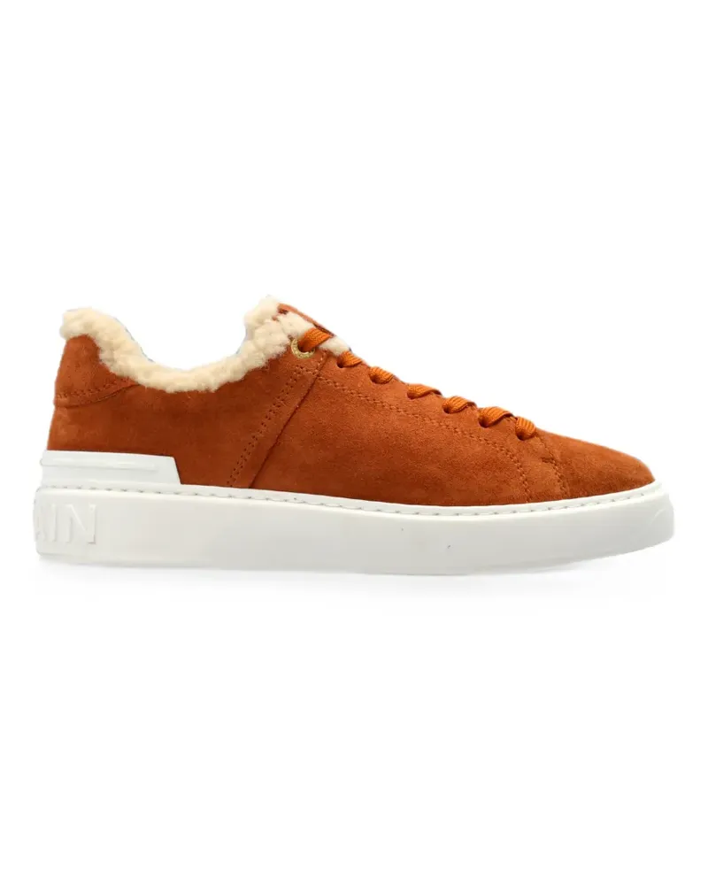 Balmain B-Court Sneakers mit Shearling - Braun Braun