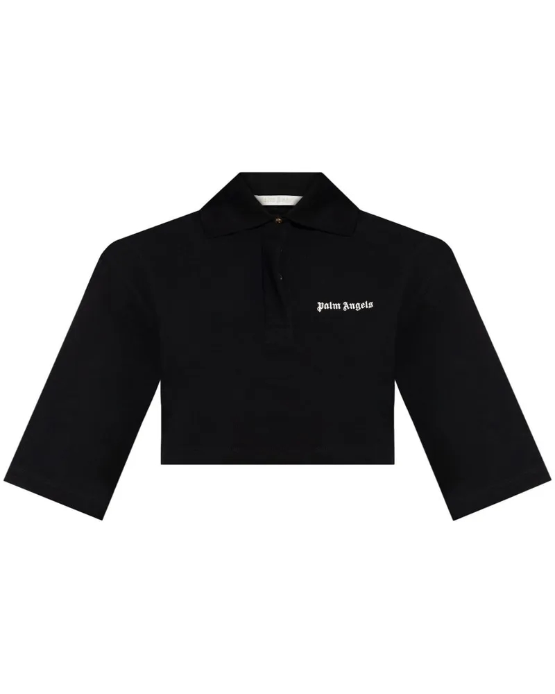 Palm Angels Cropped-Poloshirt - Schwarz Schwarz
