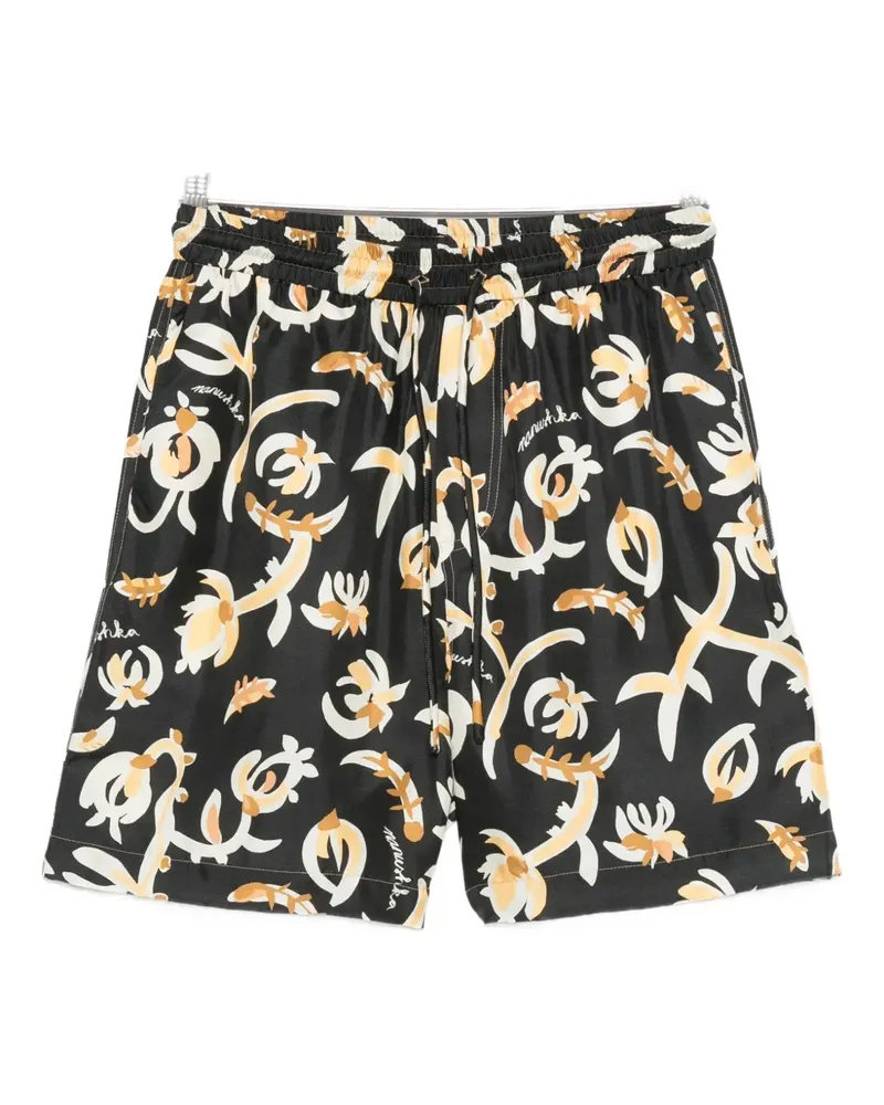 Nanushka Shorts mit Blumen-Print - Schwarz Schwarz