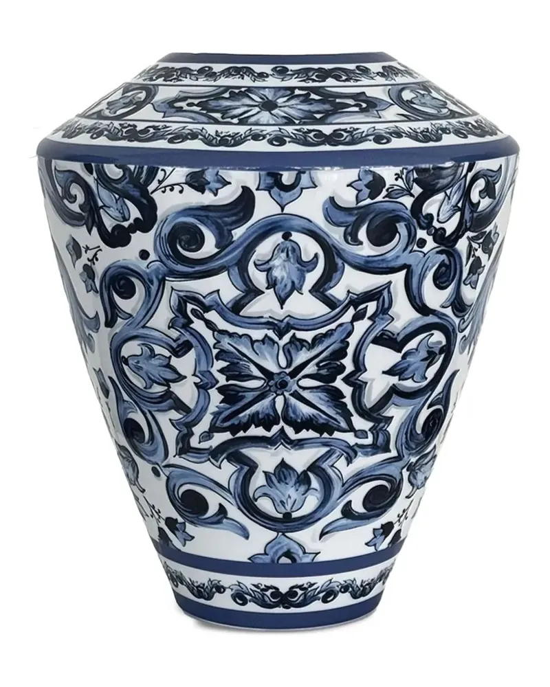 Dolce & Gabbana Gemusterte Mediterranean Vase (25cm x 29cm) - Blau Blau